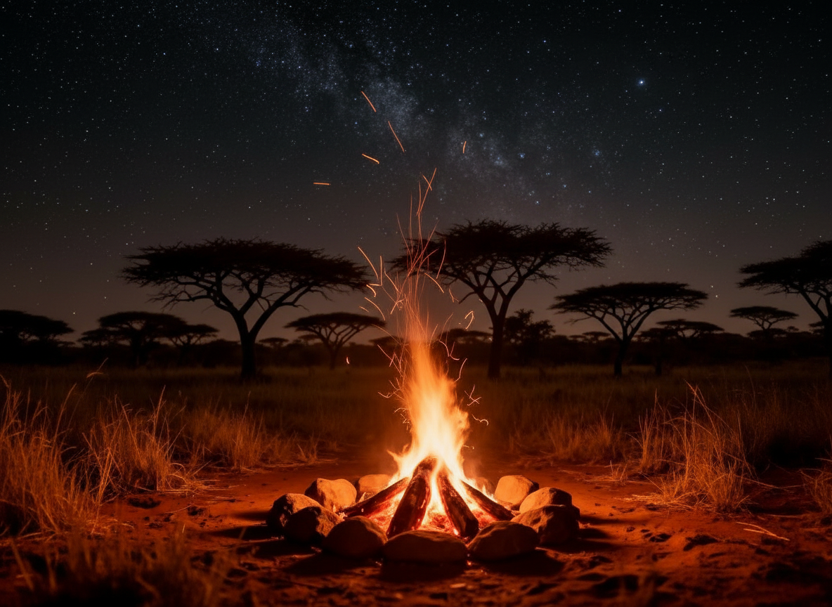 Soul holiday in Africa – campfire under the African starry sky
